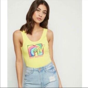 MTV Bright Yellow Bodysuit with Logo
